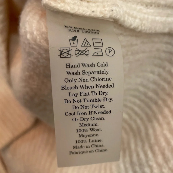 Everlane 100% Wool Knit Sweater Women’s Medium Cream White - Picture 5 of 7